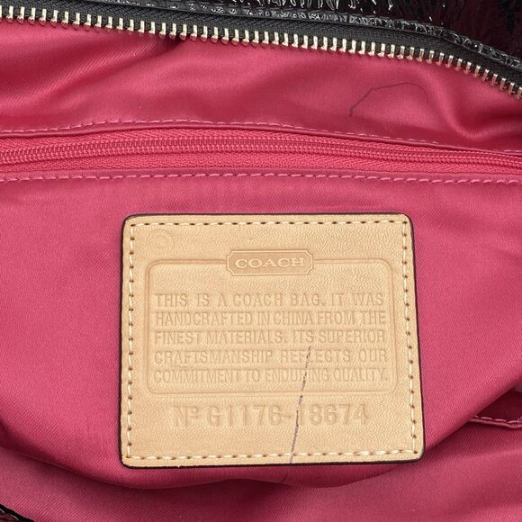 Coach Poppy Daisy Liquid Gloss Black Shoulder Bag Tote 18674 - Picture 13 of 16